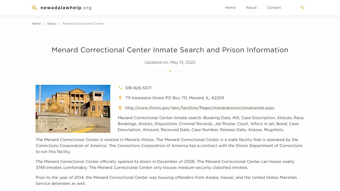 Menard Correctional Center Inmate Search, Visitation, Phone no ...