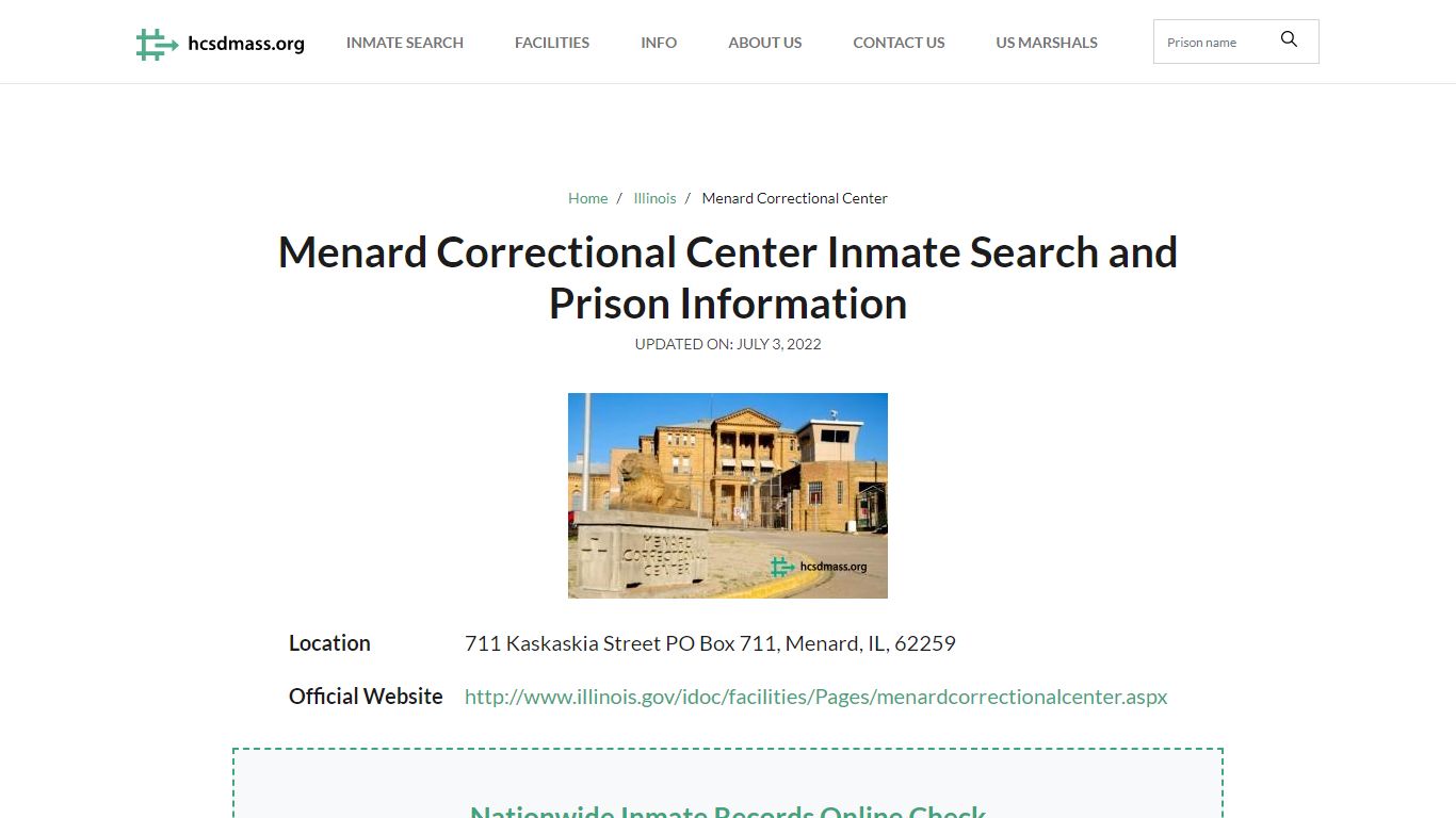 Menard Correctional Center Inmate Search, Visitation, Phone no ...